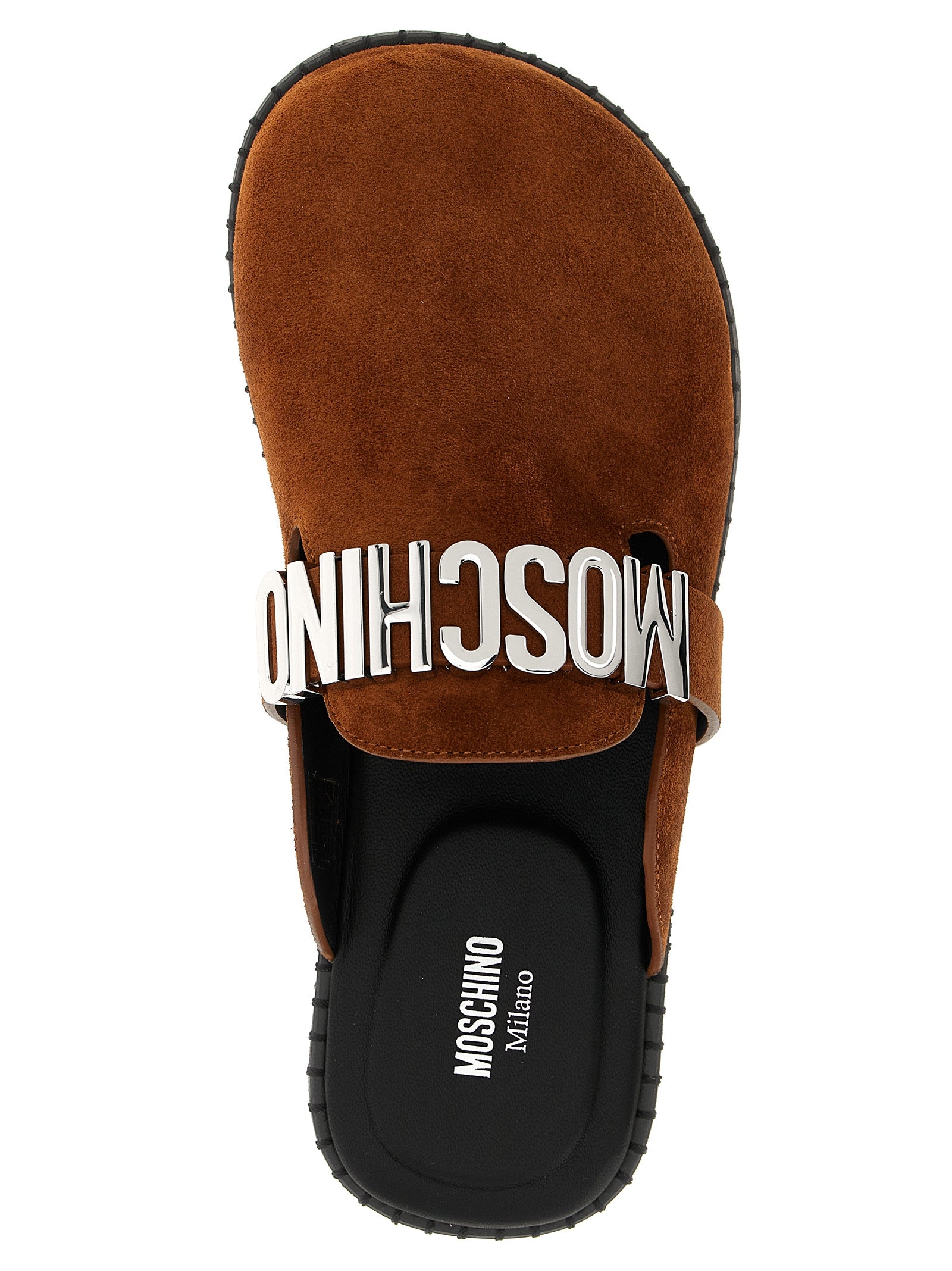 Moschino Brown Calfskin Clogs