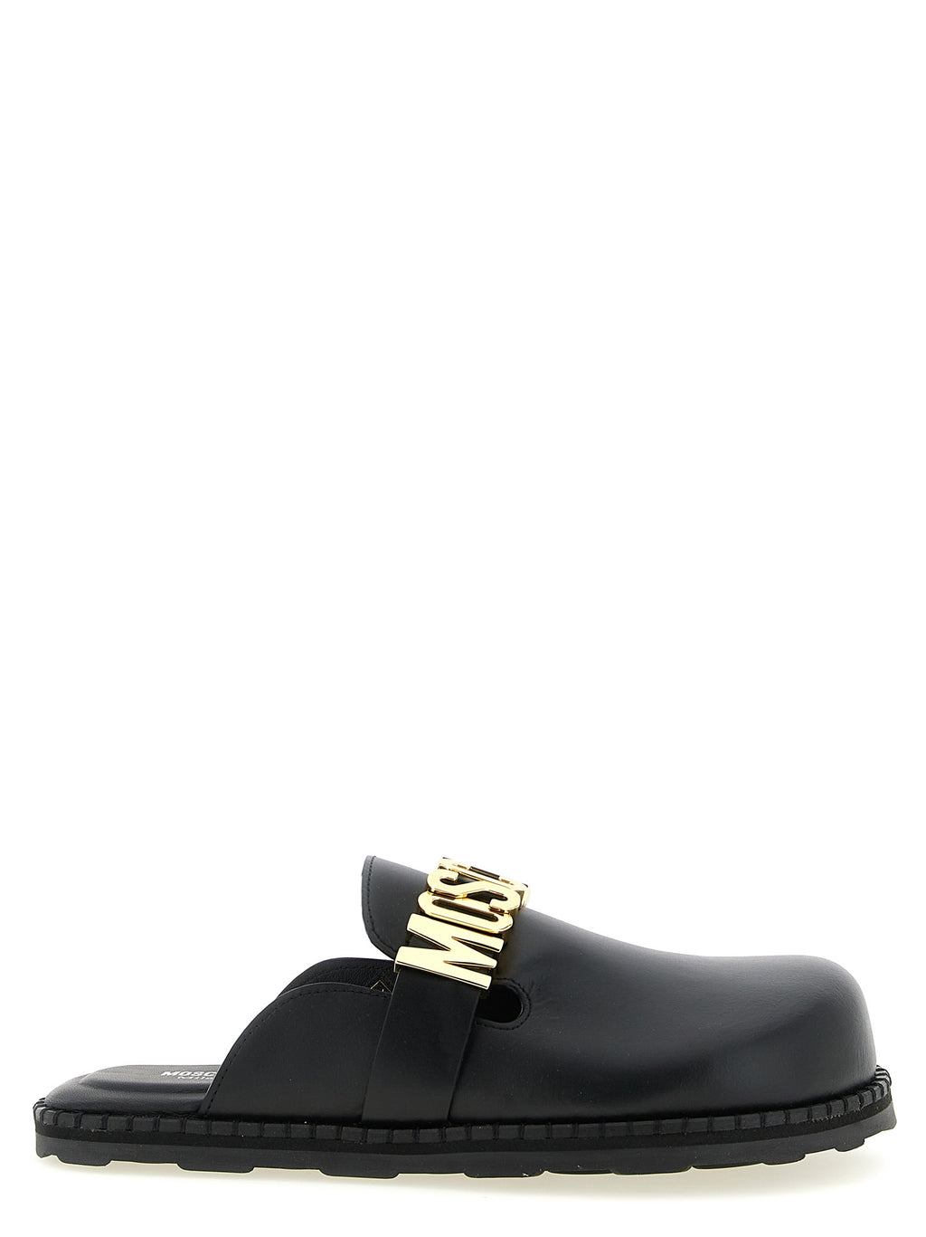 Moschino Black Calfskin Clogs