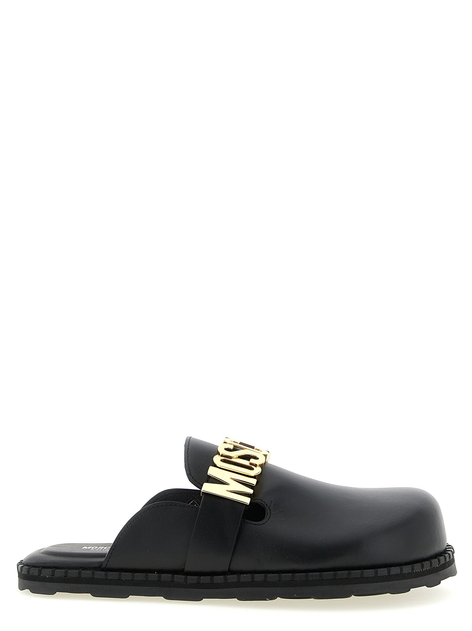 Moschino Black Calfskin Clogs