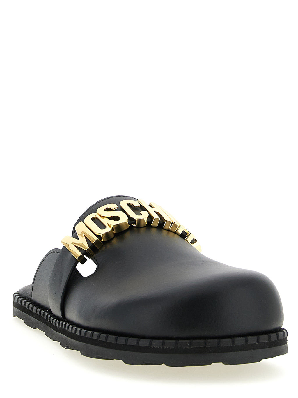 Moschino Black Calfskin Clogs
