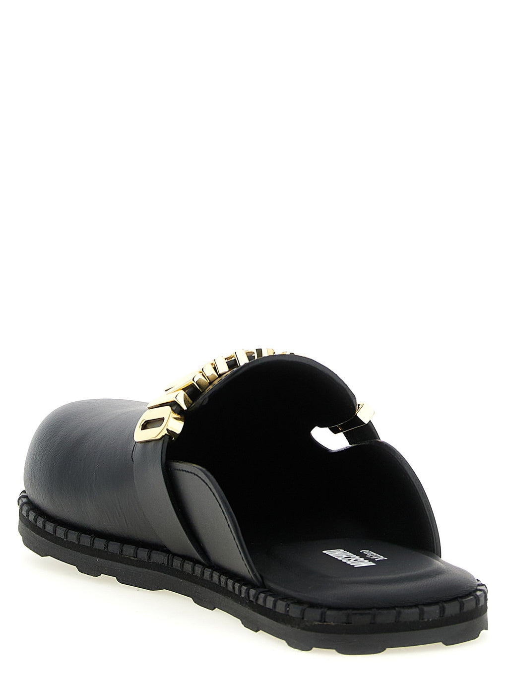 Moschino Black Calfskin Clogs