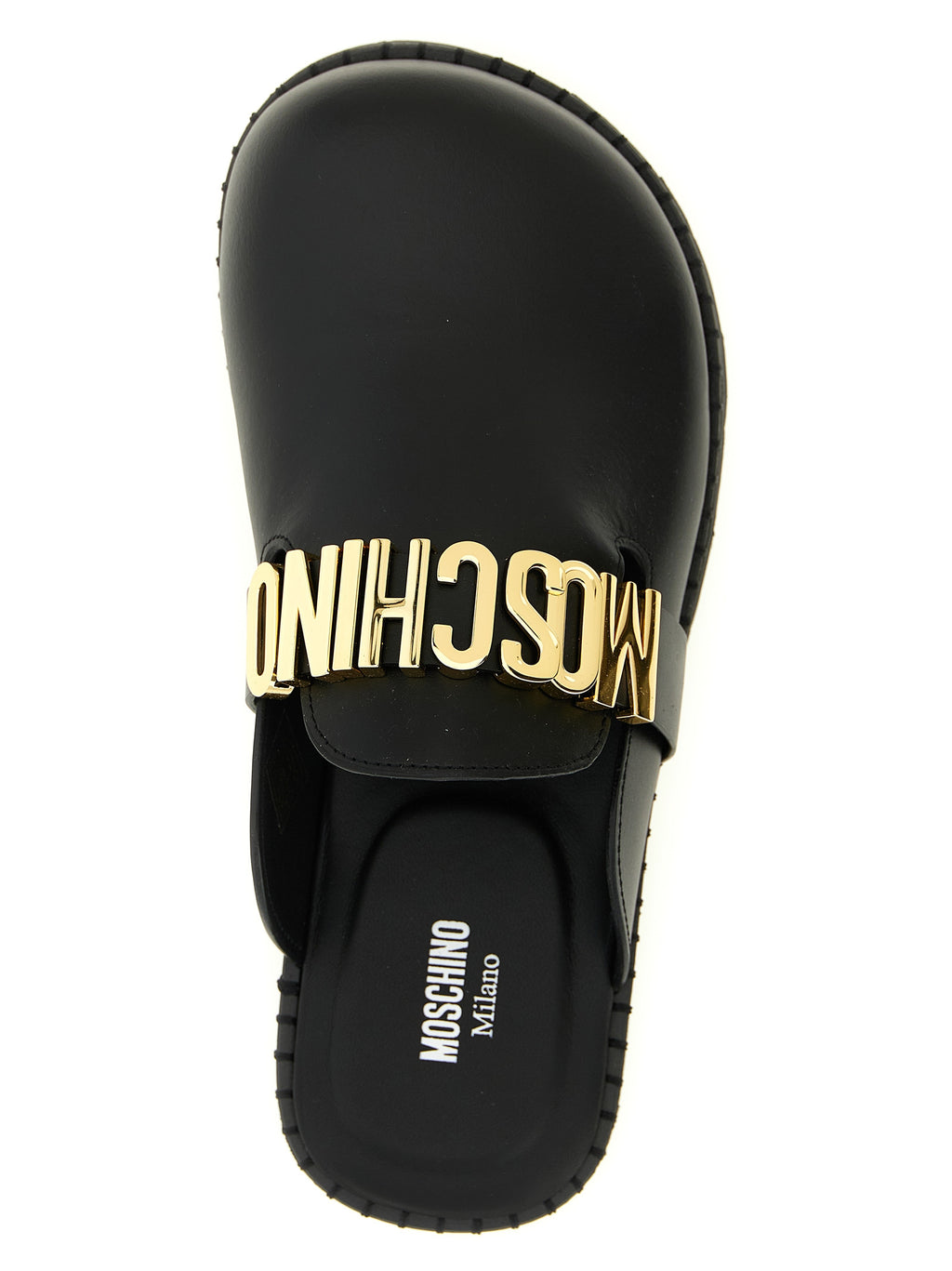 Moschino Black Calfskin Clogs