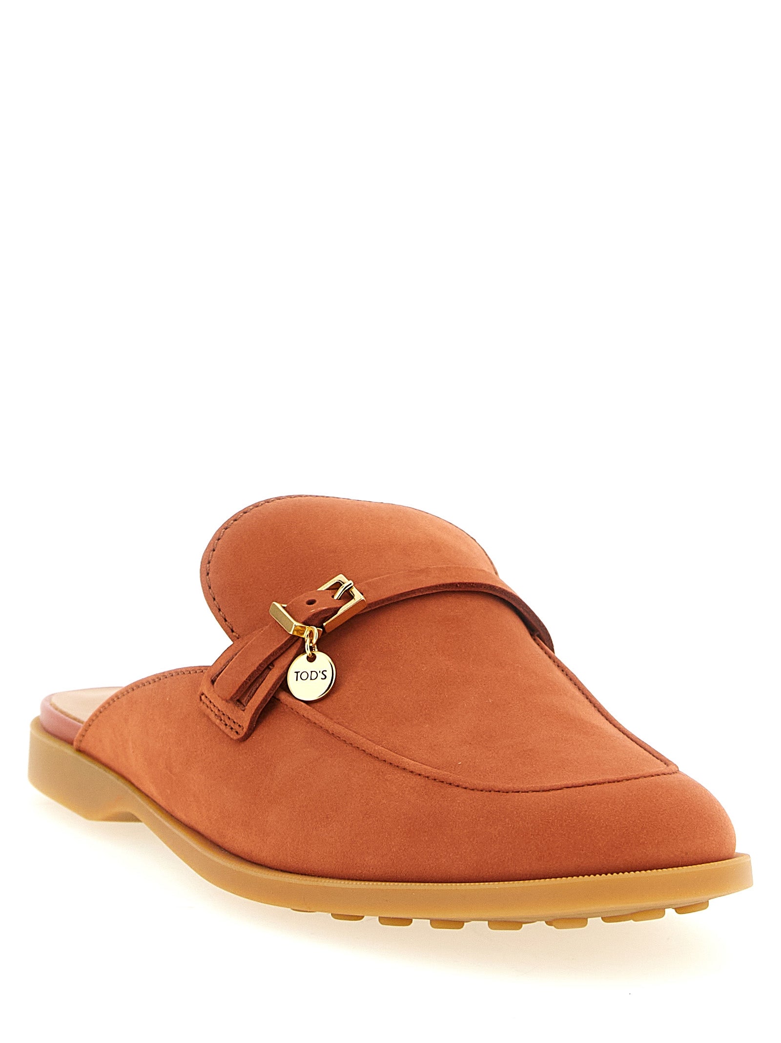 Tod's Orange Calfskin Mules