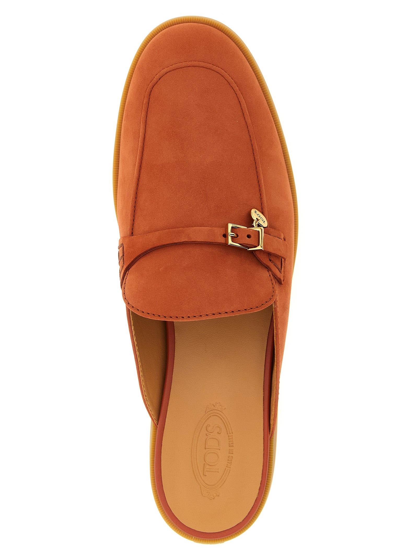 Tod's Orange Calfskin Mules