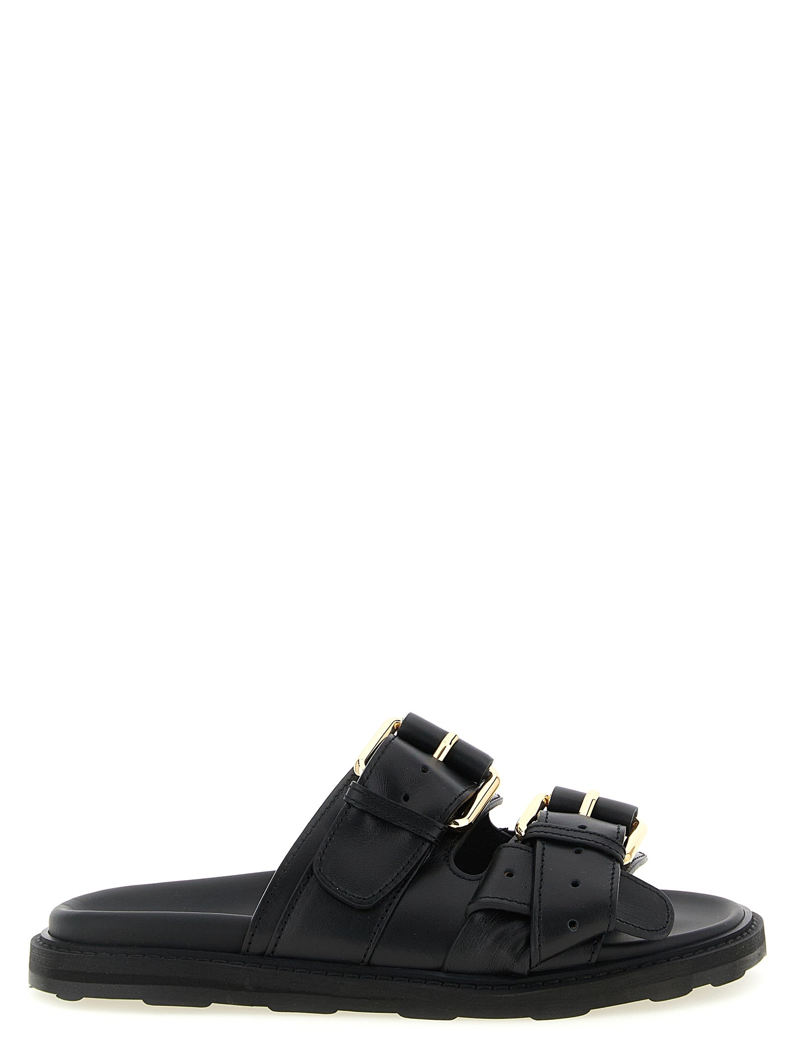 Moschino Black Calfskin Slides