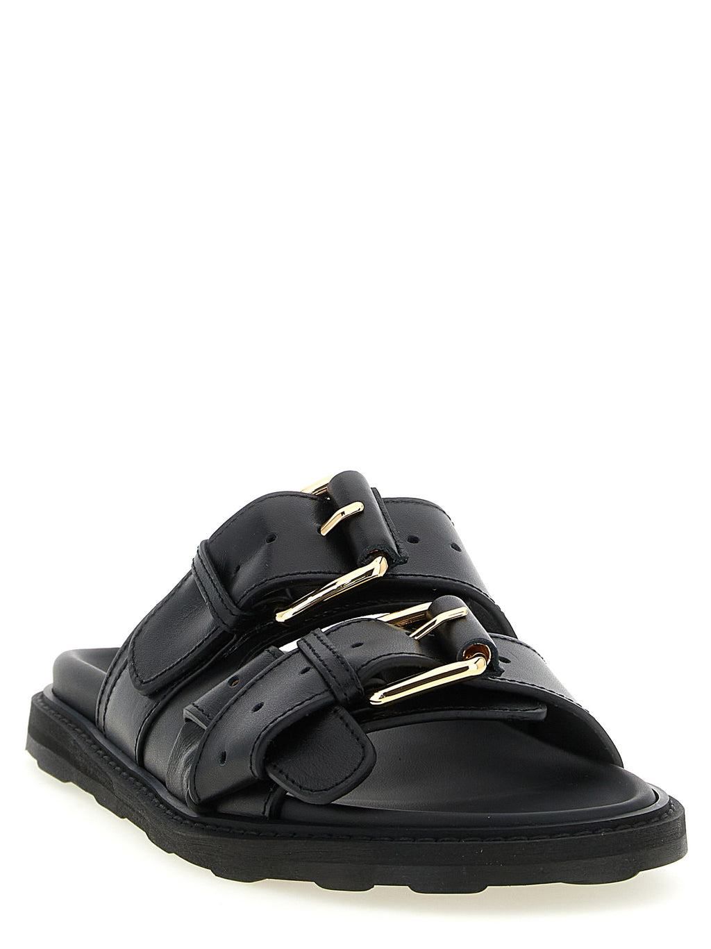 Moschino Black Calfskin Slides