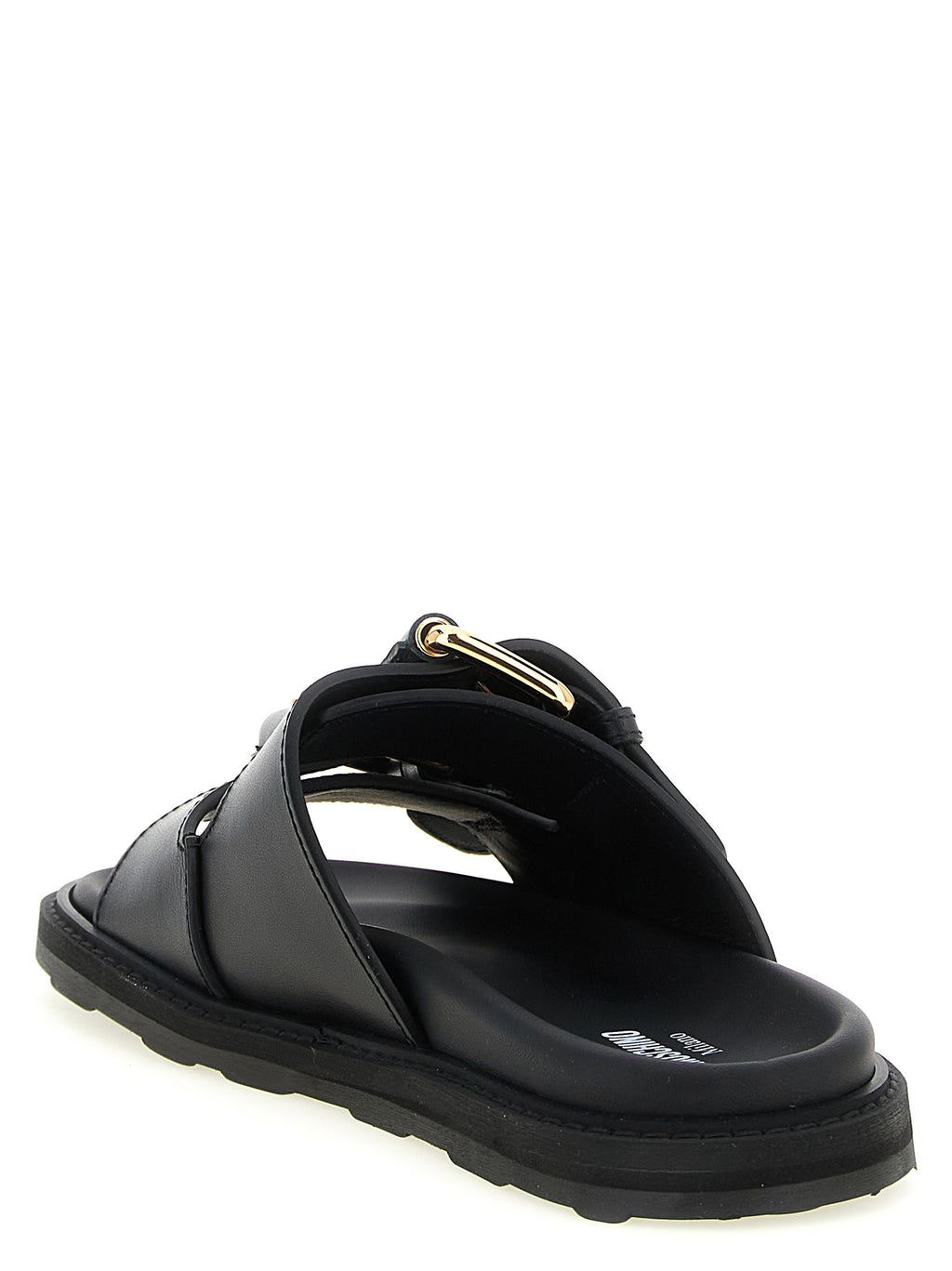Moschino Black Calfskin Slides