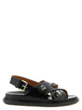 Marni Black Lamb Leather Flat Sandals