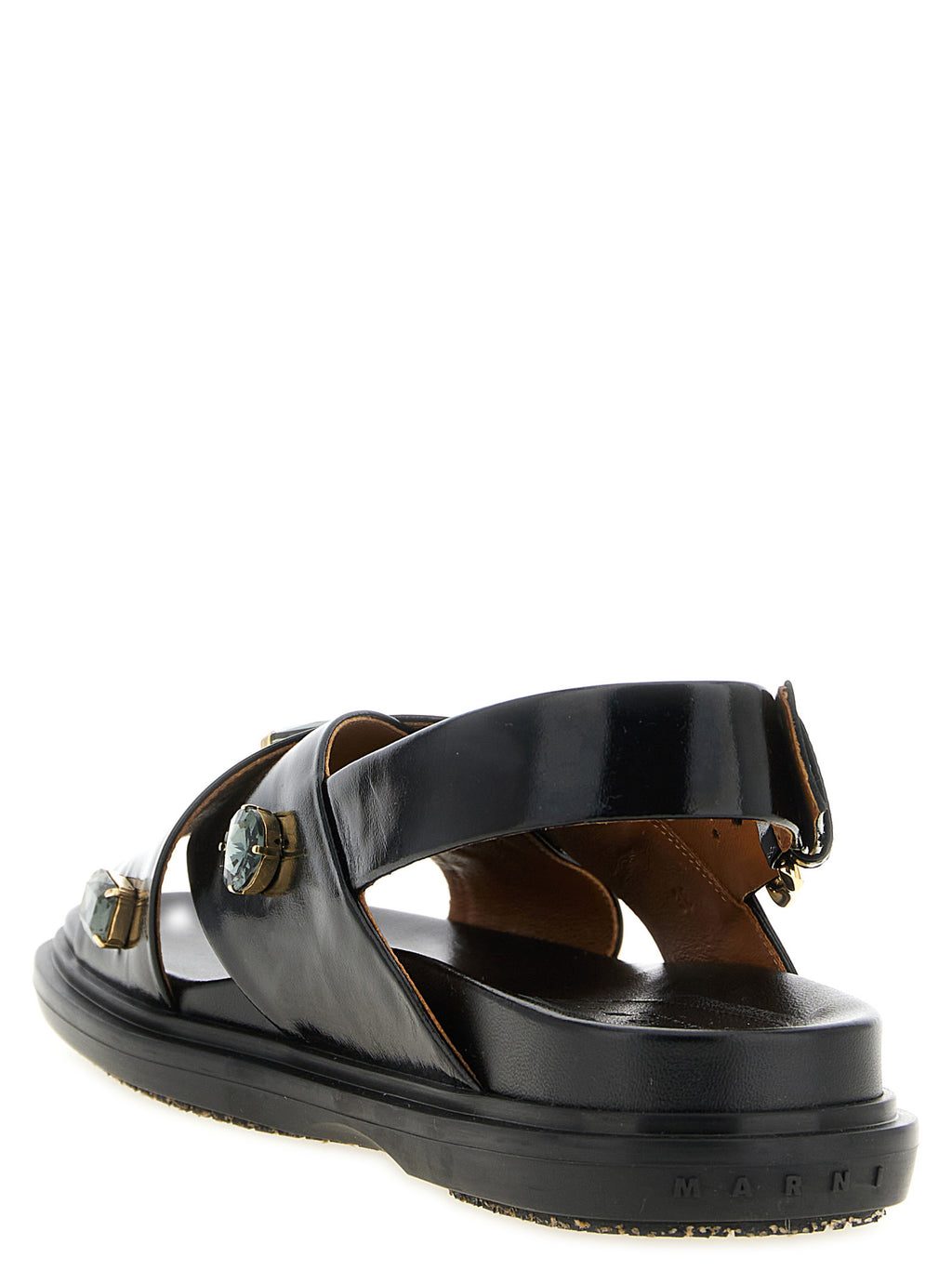 Marni Black Lamb Leather Flat Sandals