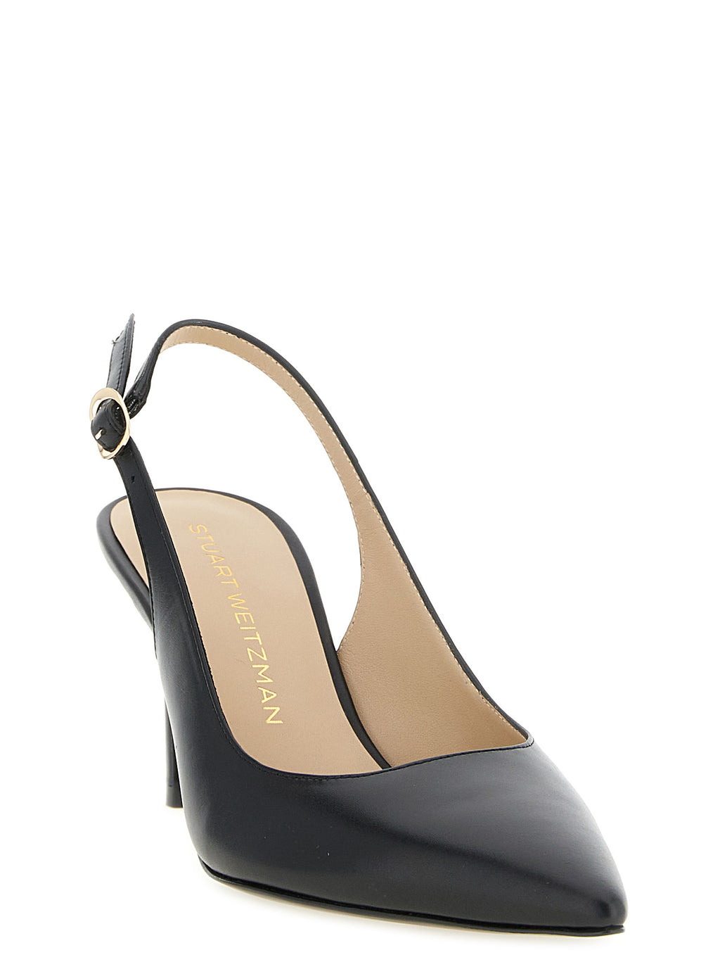 Stuart Weitzman Black Calfskin Mid Heel Pumps