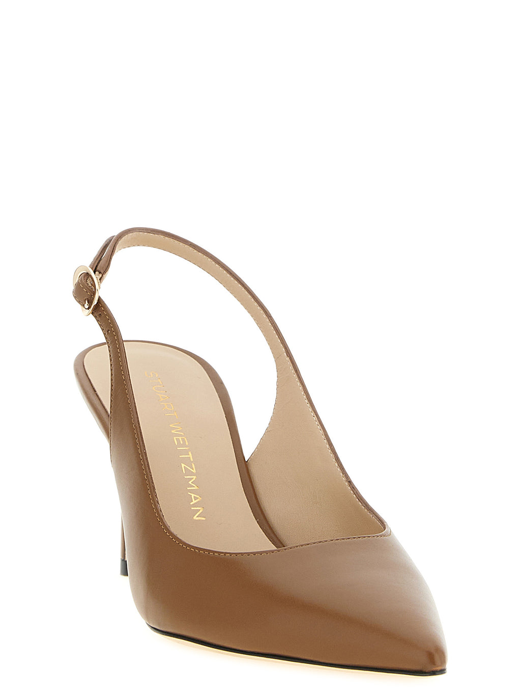 Stuart Weitzman Brown Calfskin Mid Heel Pumps