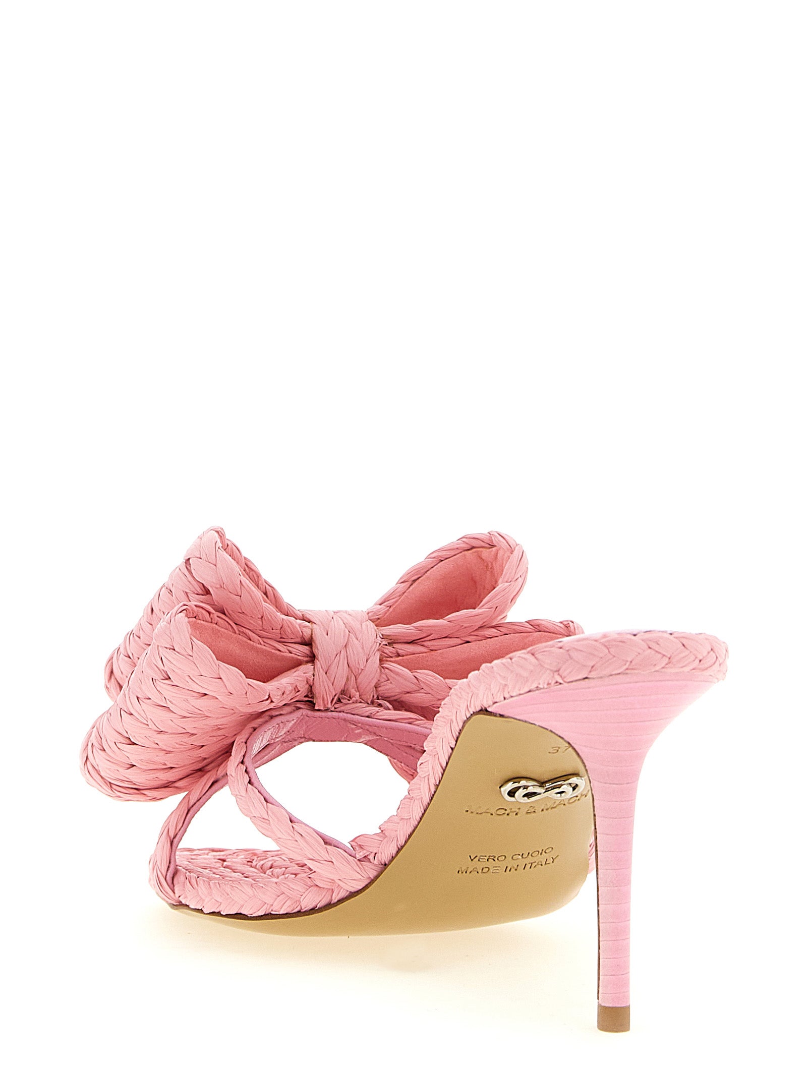 MACH & MACH Multicolor Raffia Stiletto Heel Sandals