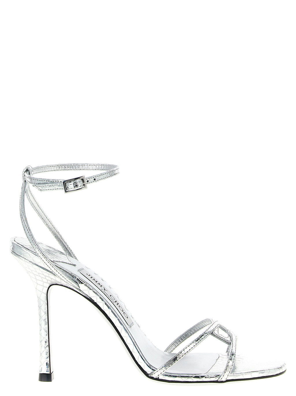 Jimmy Choo Silver Leather Stiletto Heel Sandals