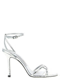 Jimmy Choo Silver Leather Stiletto Heel Sandals