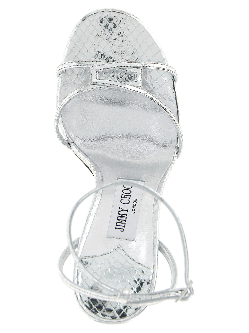 Jimmy Choo Silver Leather Stiletto Heel Sandals