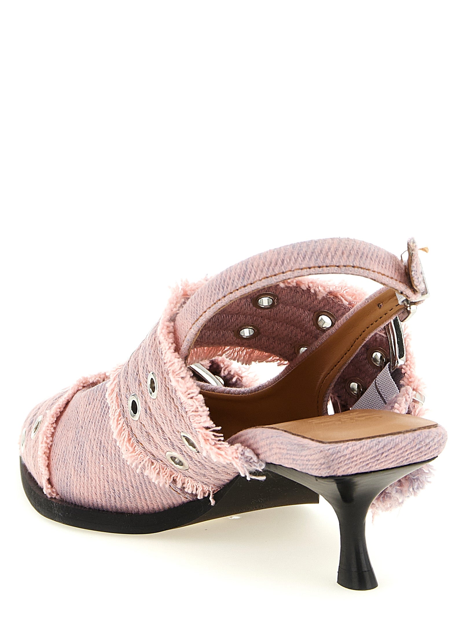 Ganni Multicolor Organic Cotton Mid Heel Pumps