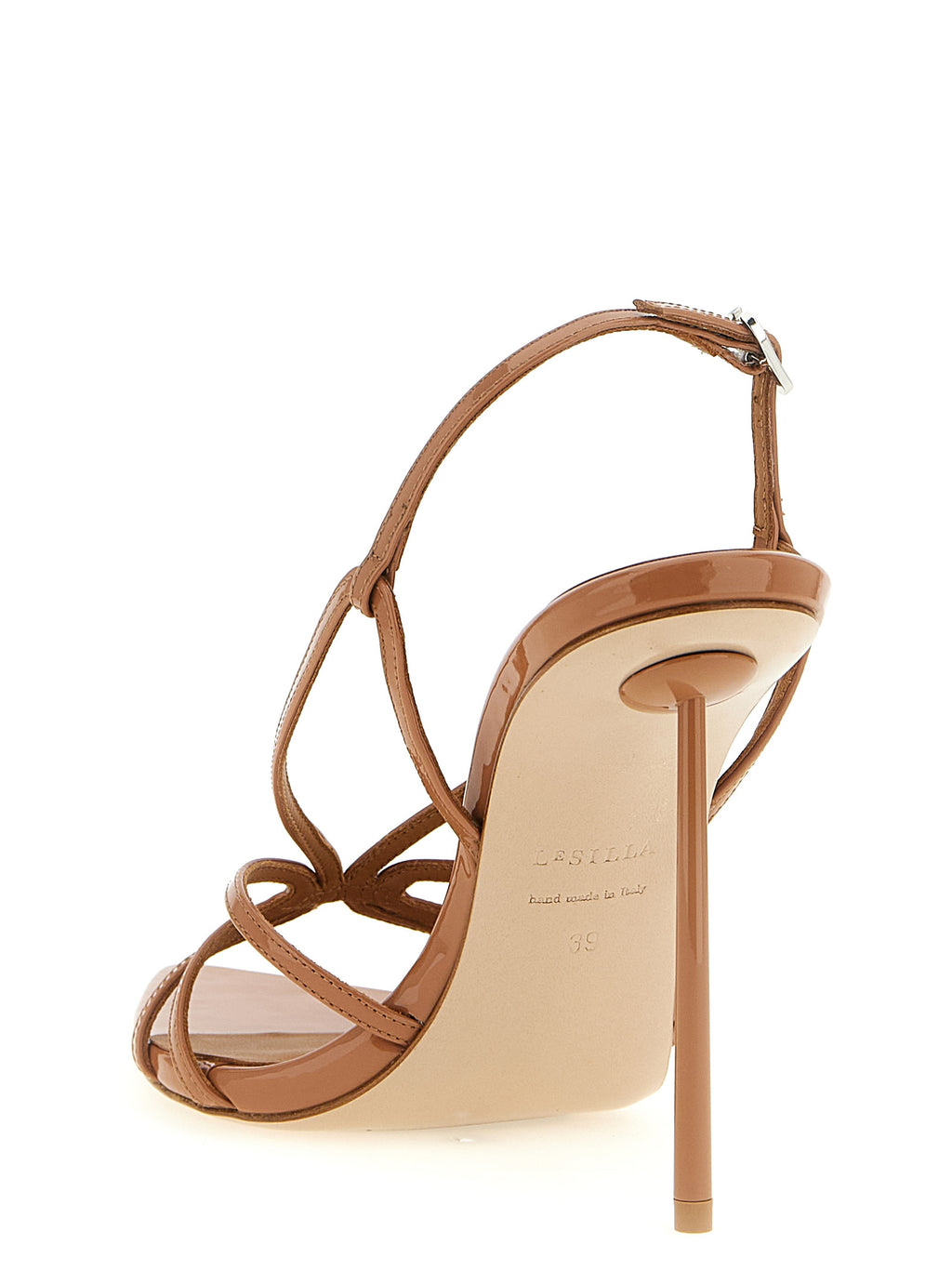 LE SILLA Brown Calfskin Stiletto Heel Sandals
