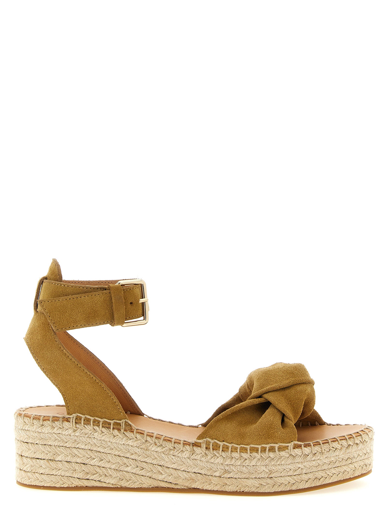 ODISSI Beige Calfskin Wedge Sandals