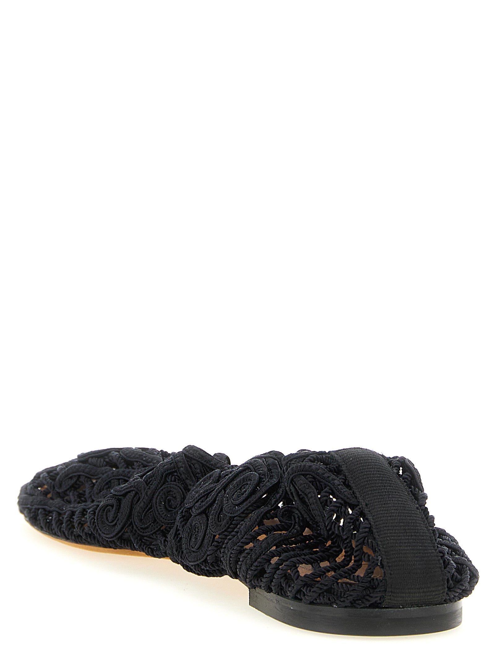 ODISSI Black Polyester Ballet Flats