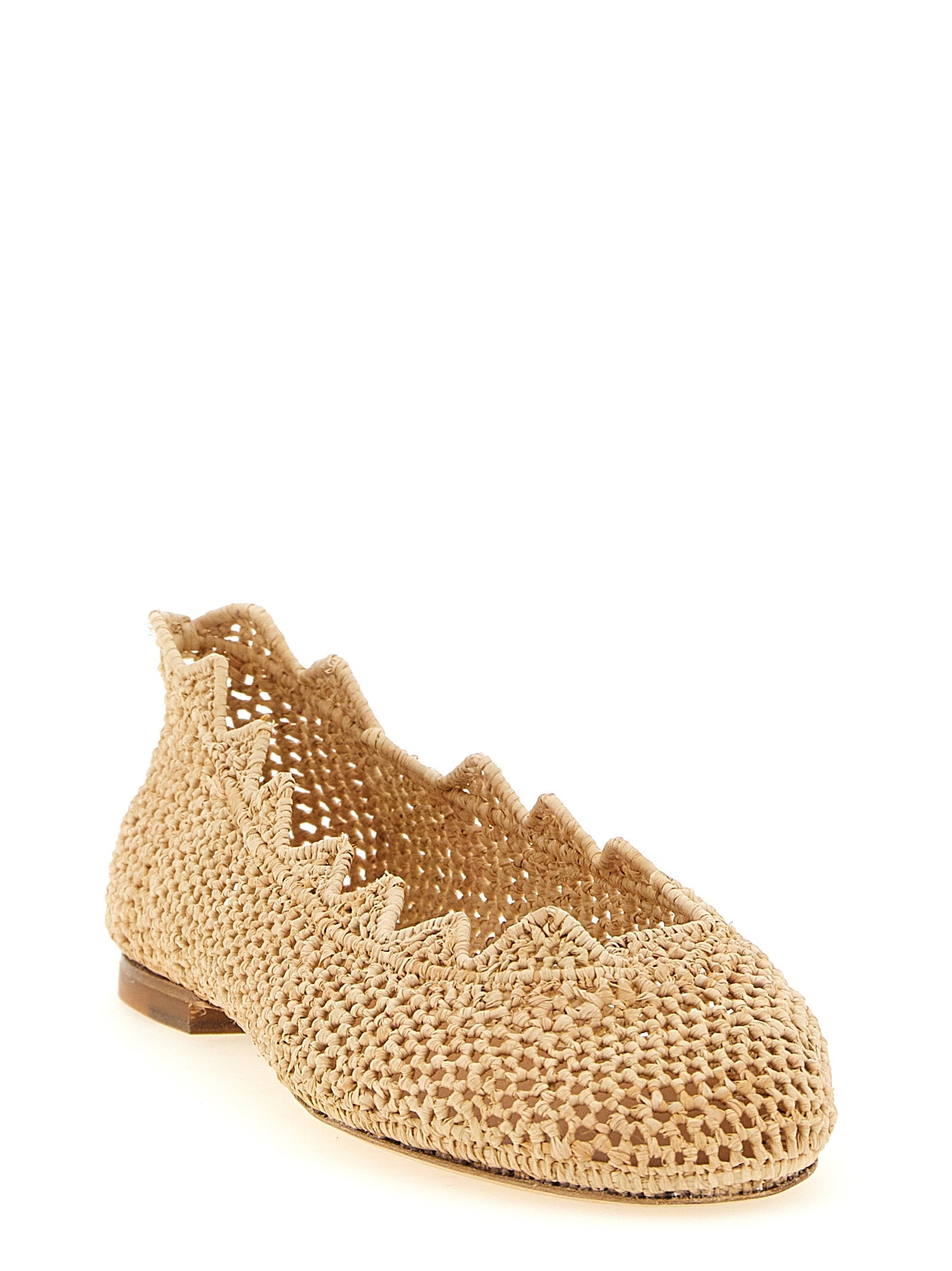 ODISSI Beige Viscose Ballet Flats