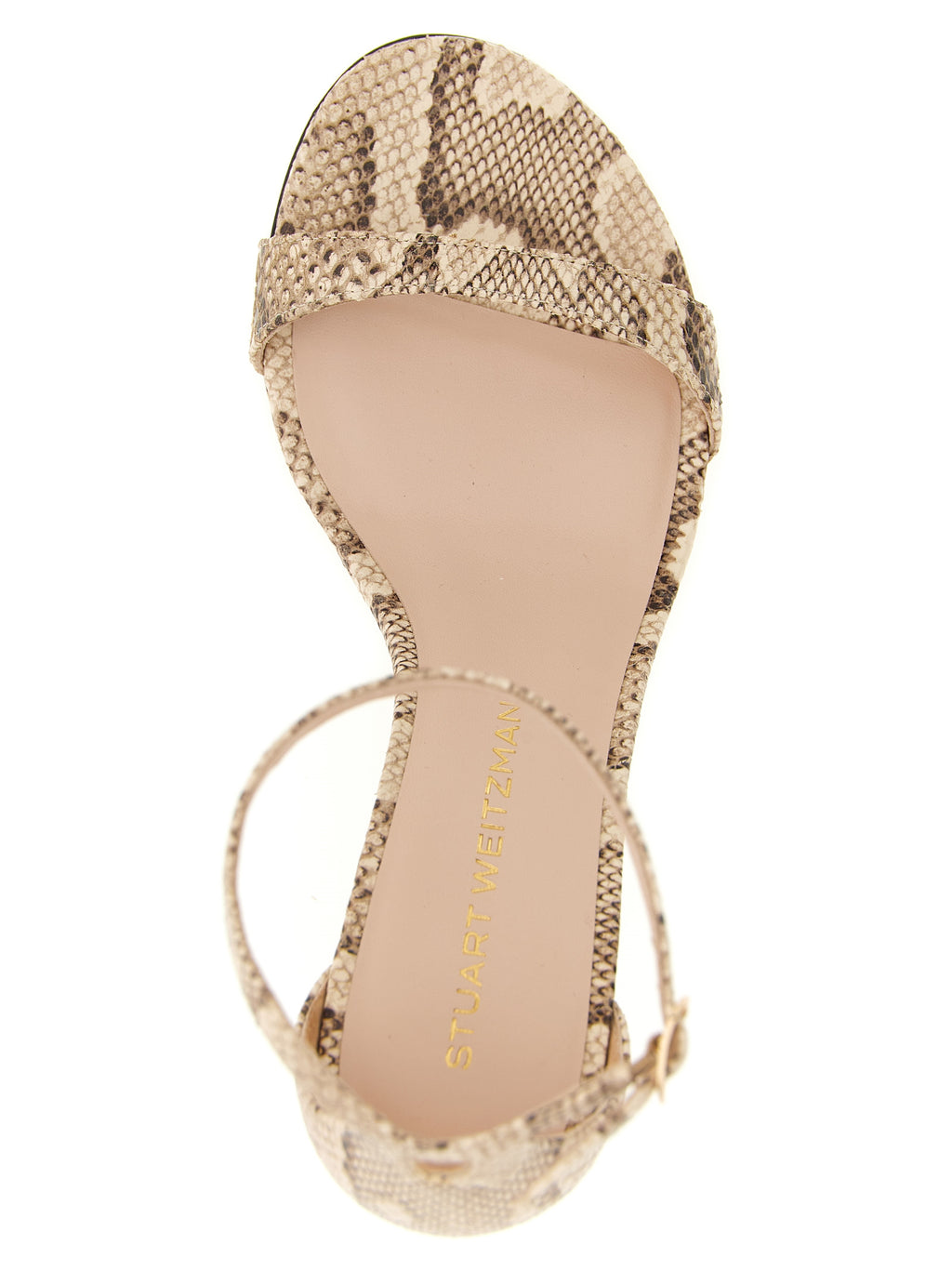 Stuart Weitzman Beige Goatskin Stiletto Heel Sandals