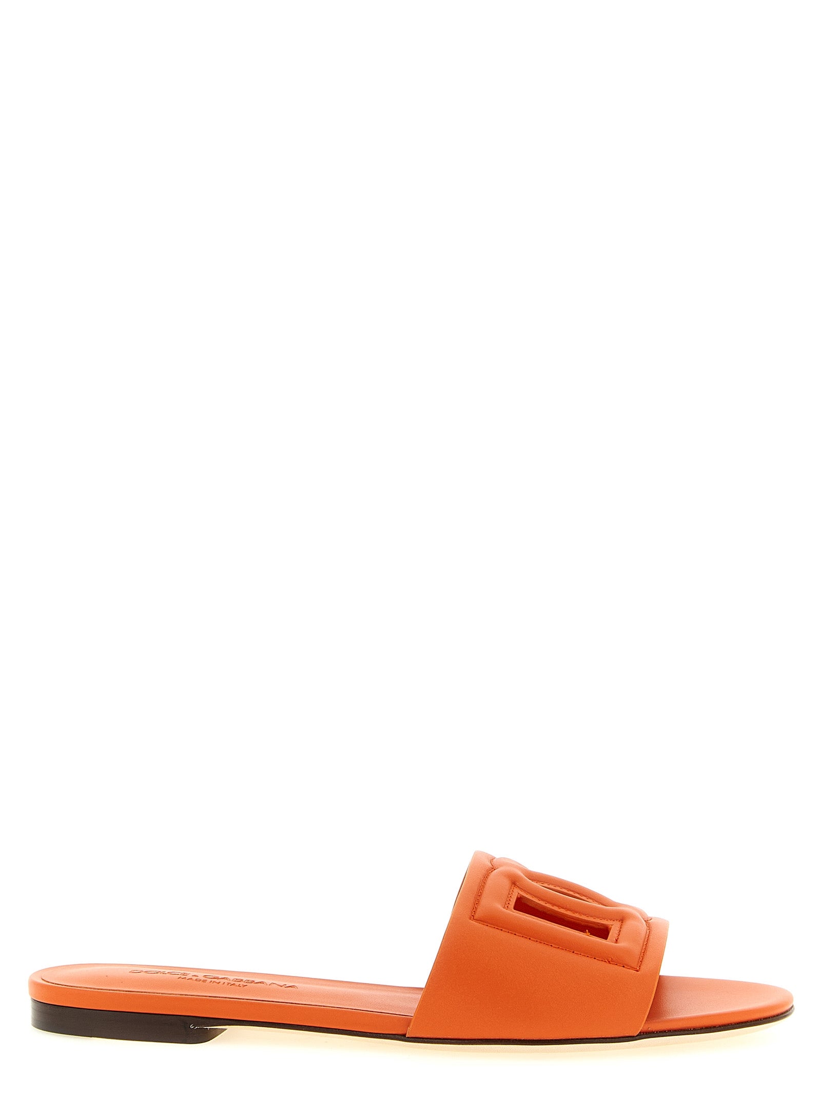 Dolce & Gabbana Orange Calfskin Slides