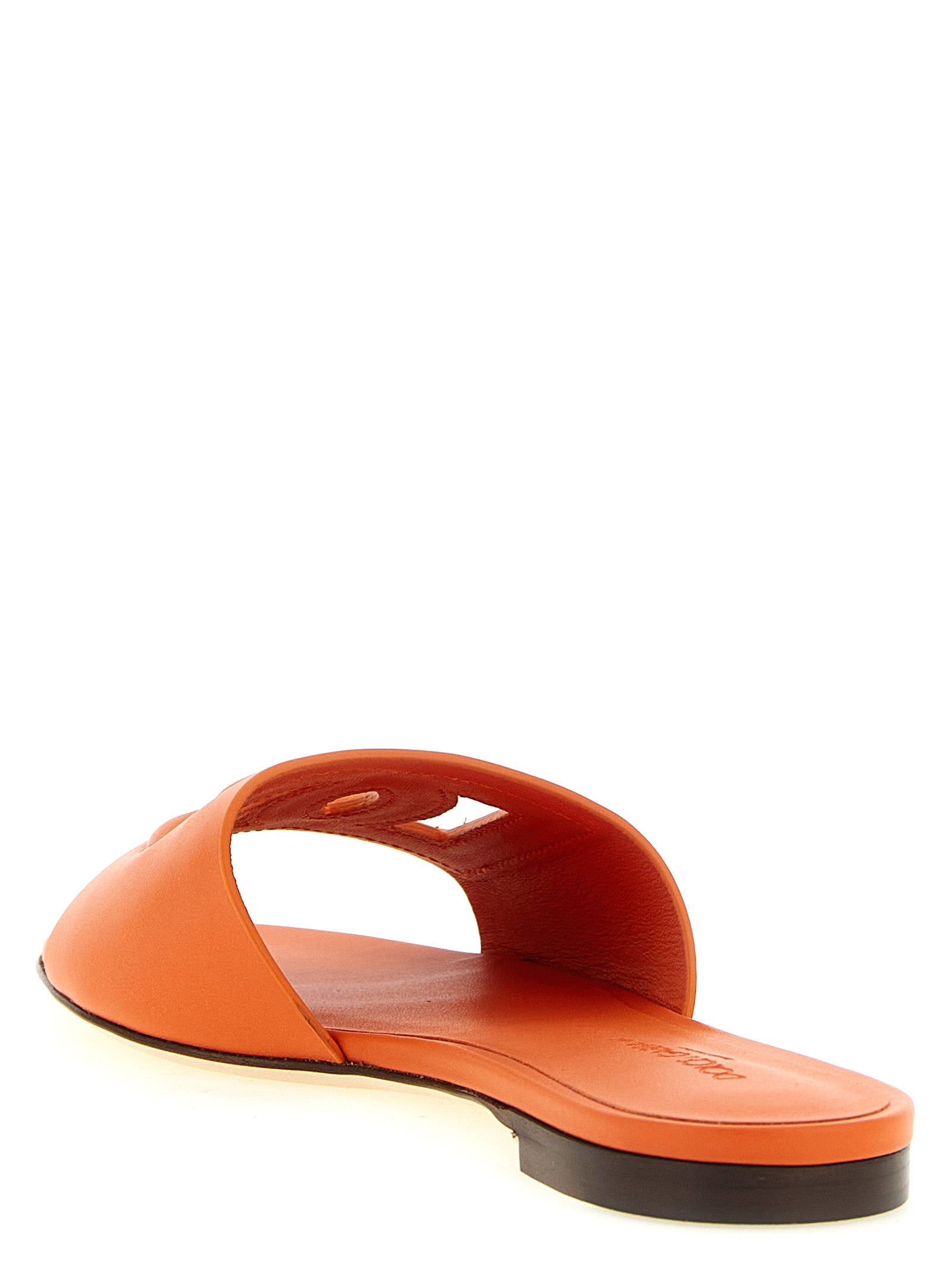 Dolce & Gabbana Orange Calfskin Slides
