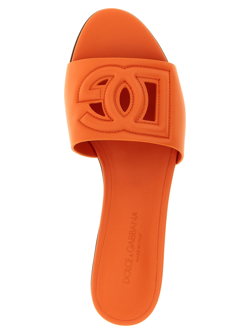 Dolce & Gabbana Orange Calfskin Slides