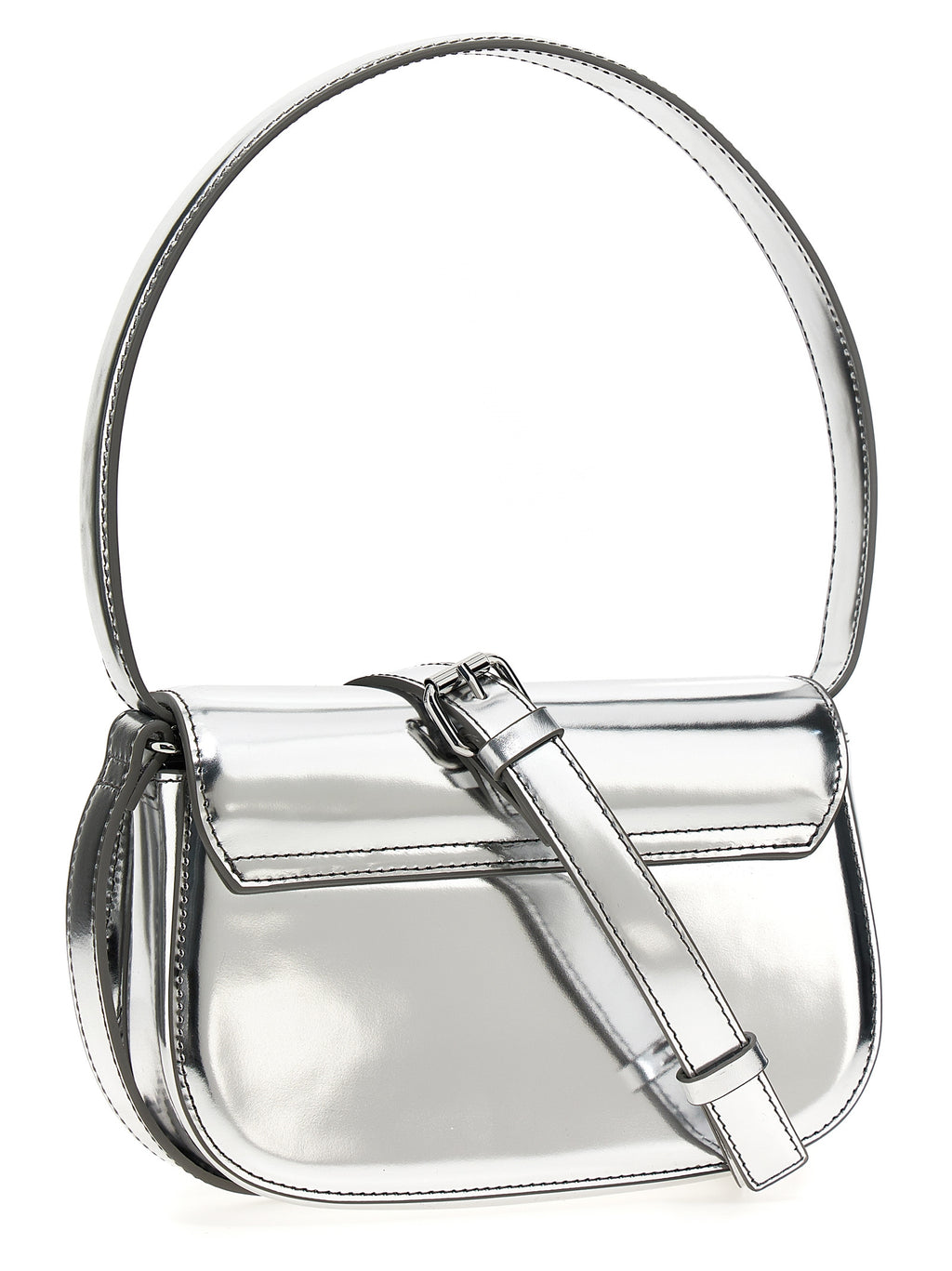 Diesel Silver Cowhide Shoulder Bag
