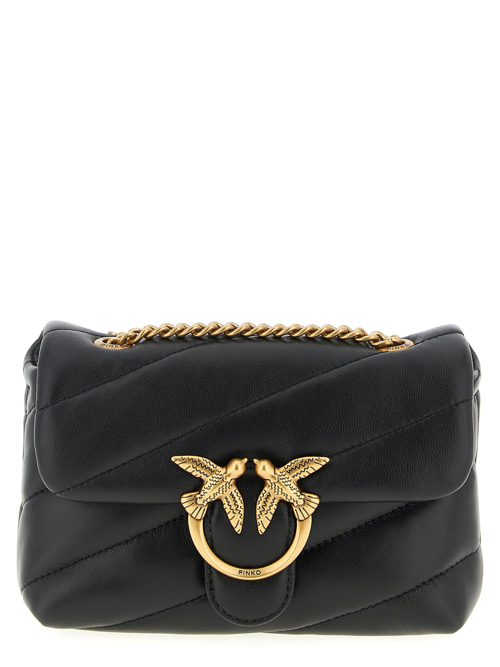 PINKO Black Lamb Leather Crossbody Bag