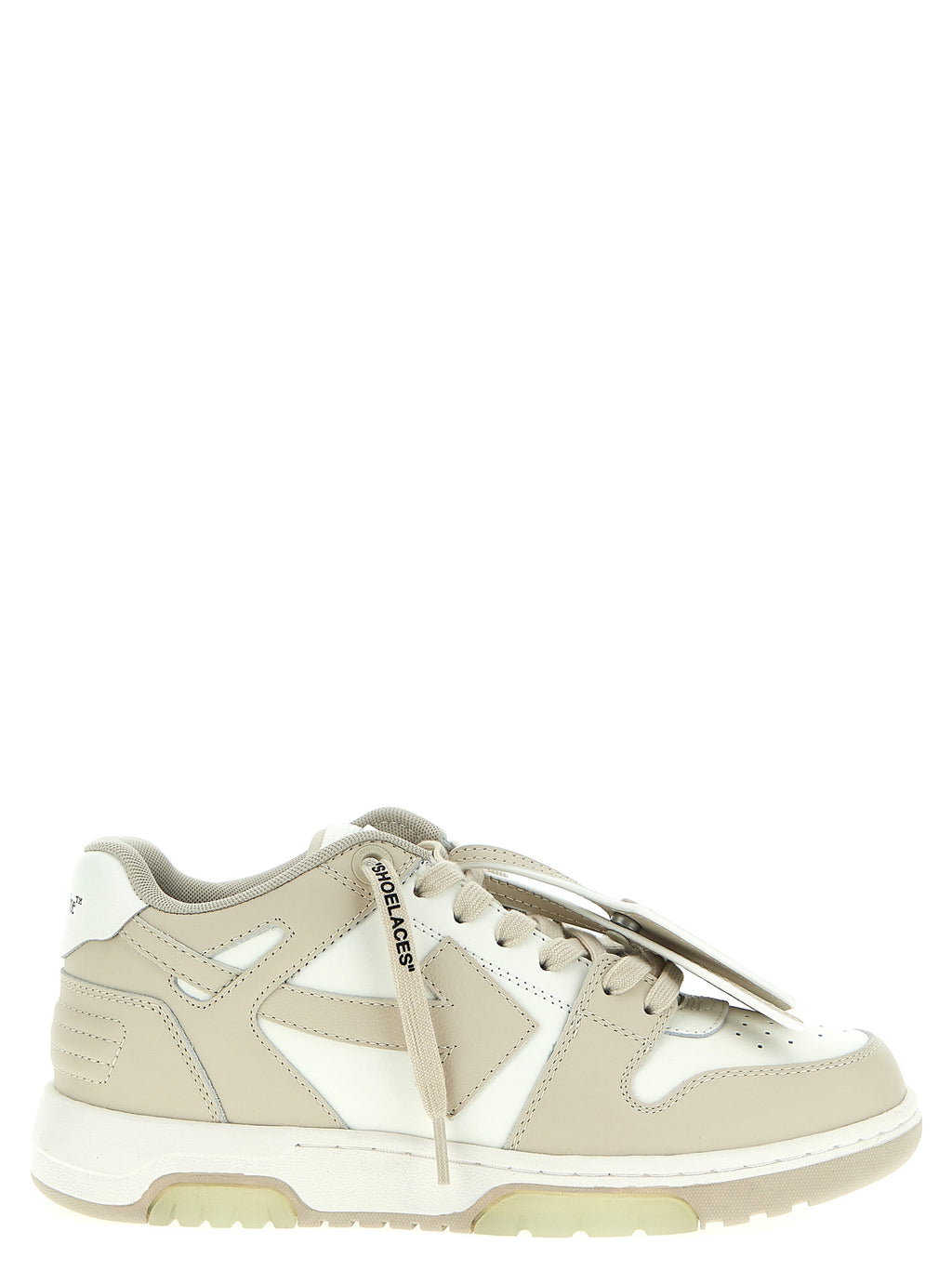 Off-White Beige Calfskin Low Top Sneakers
