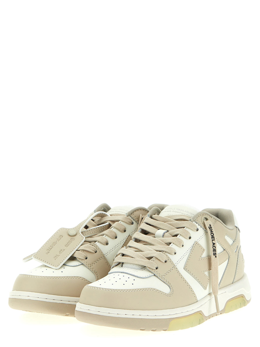 Off-White Beige Calfskin Low Top Sneakers