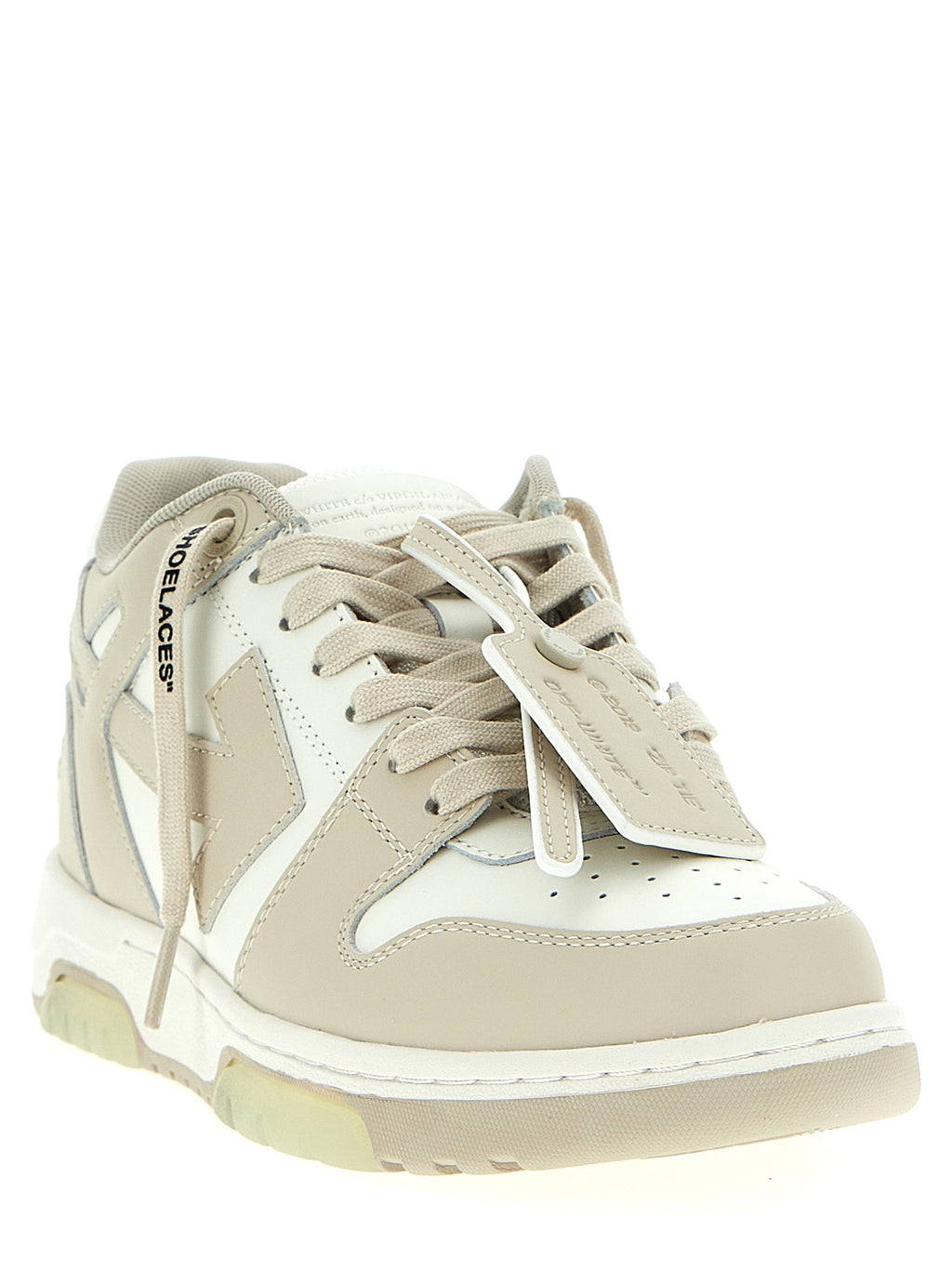 Off-White Beige Calfskin Low Top Sneakers