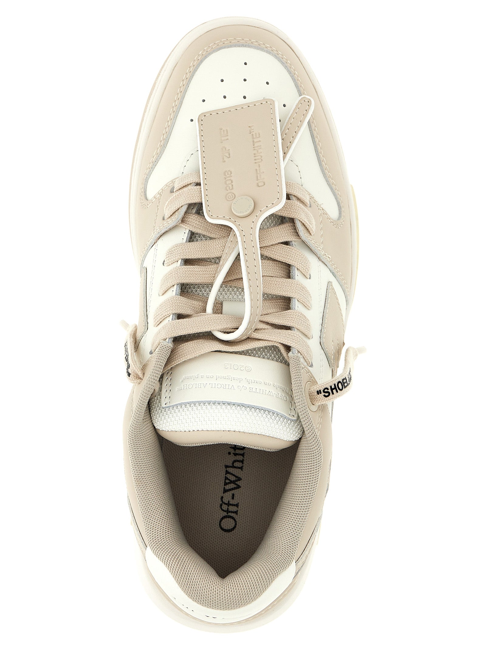Off-White Beige Calfskin Low Top Sneakers