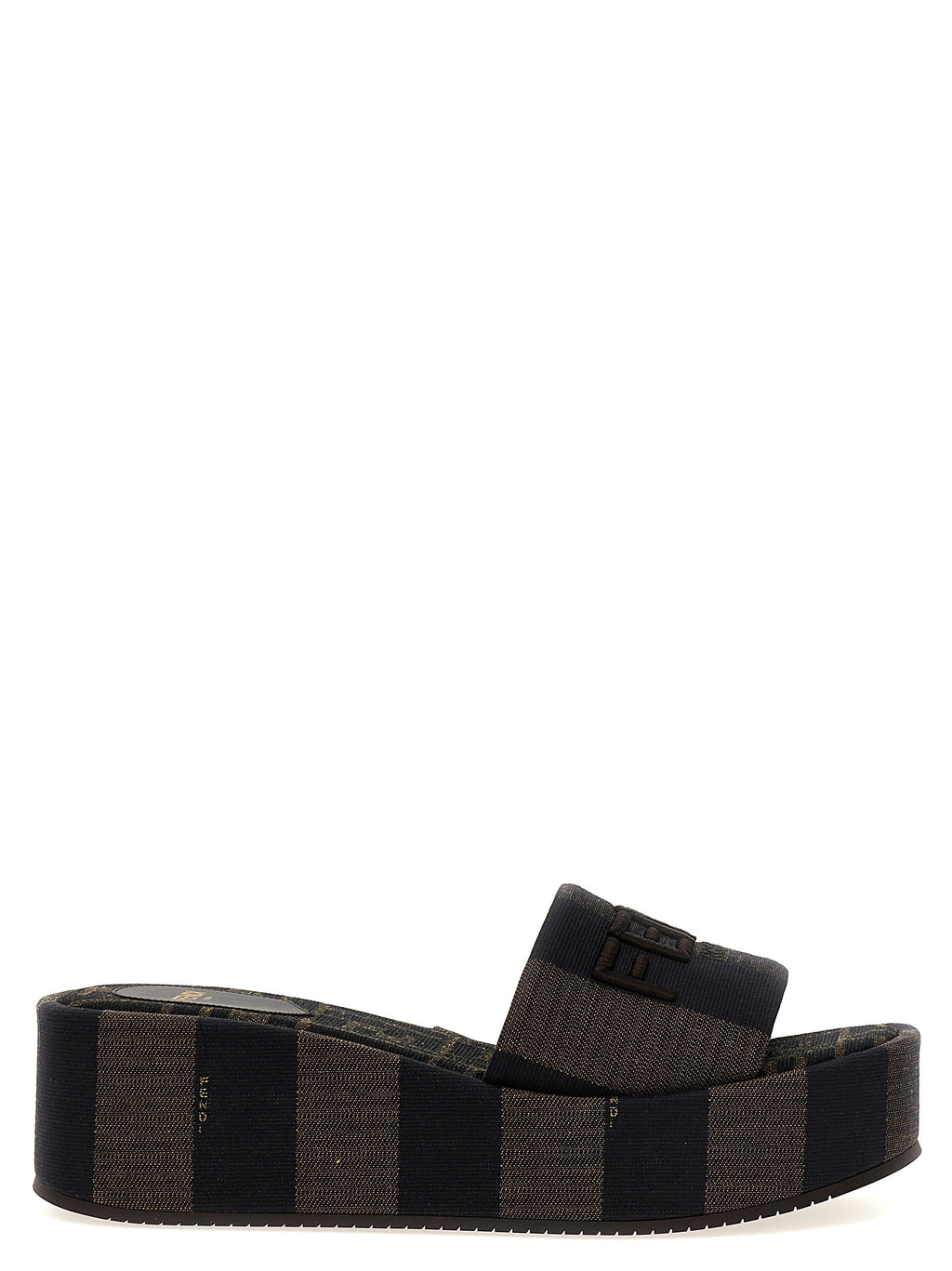 Fendi Brown Cotton Slides