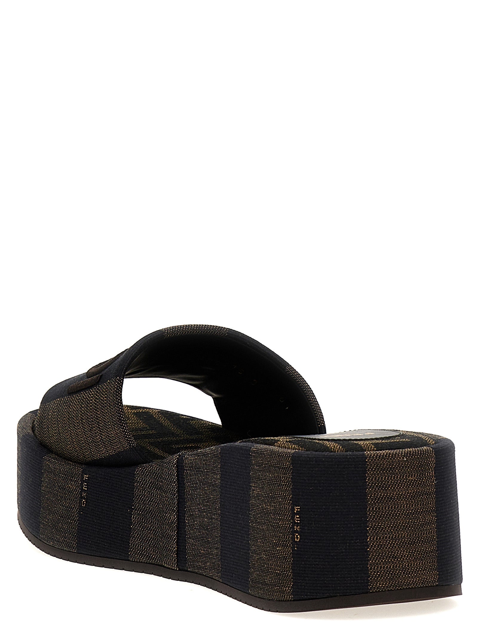 Fendi Brown Cotton Slides