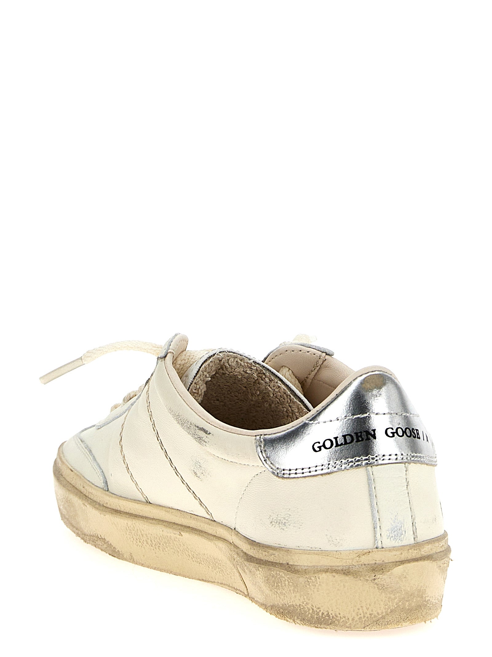Golden Goose Silver Lamb Leather Low Top Sneakers