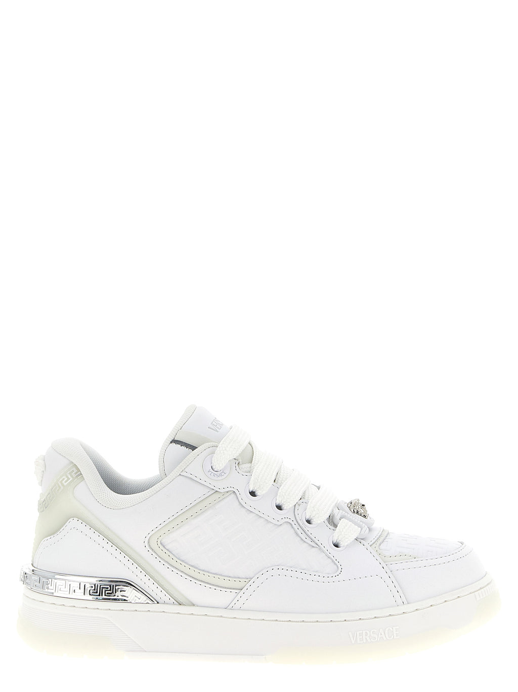 Versace White Calfskin Low Top Sneakers