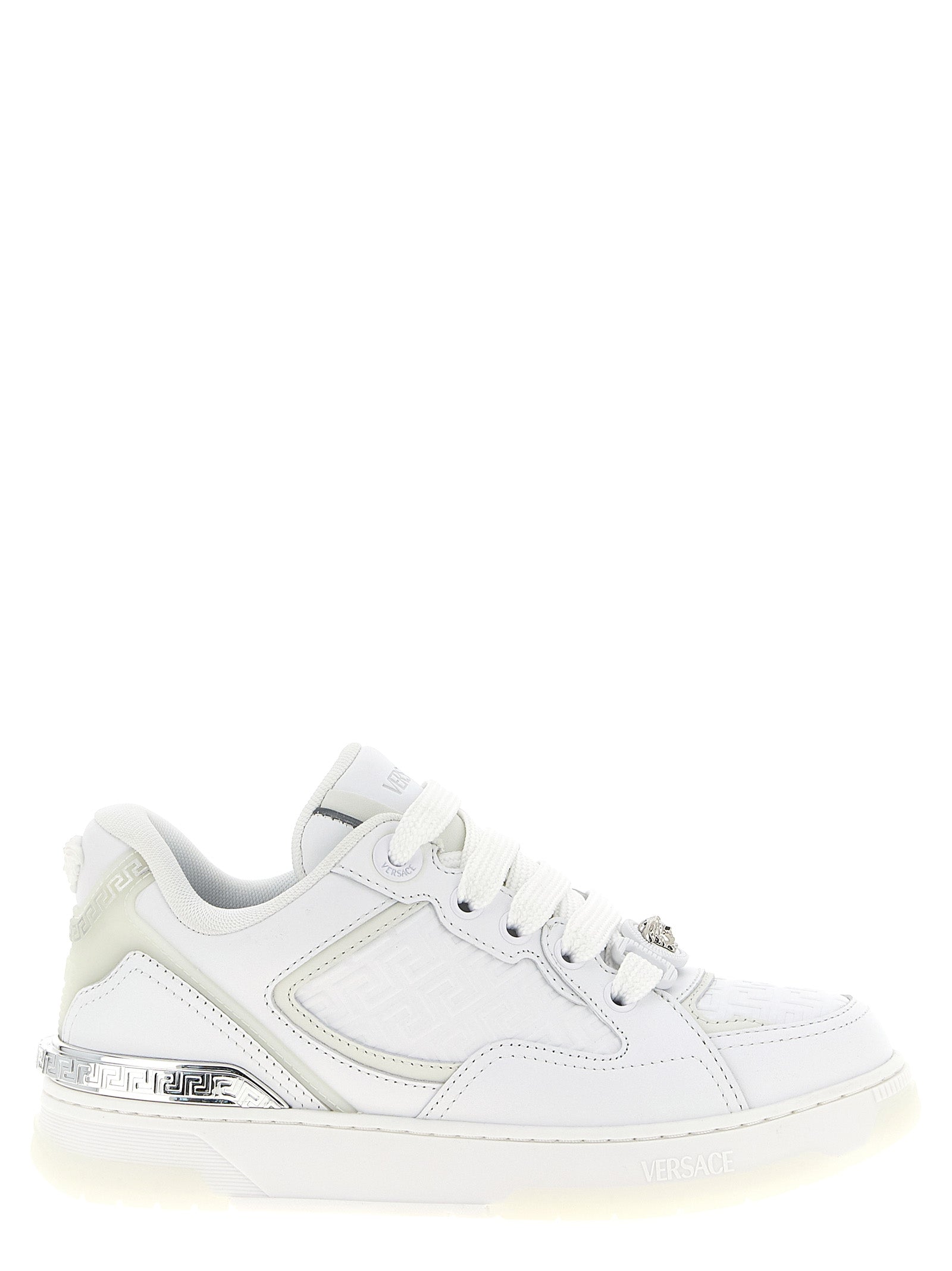 Versace White Calfskin Low Top Sneakers