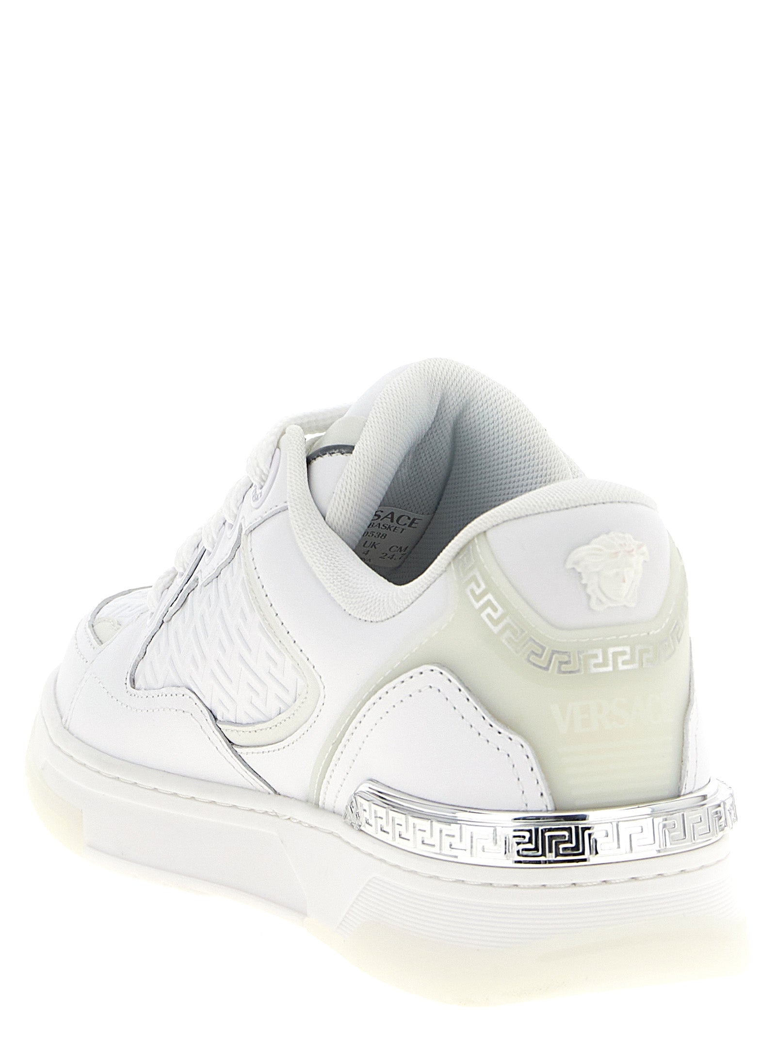 Versace White Calfskin Low Top Sneakers