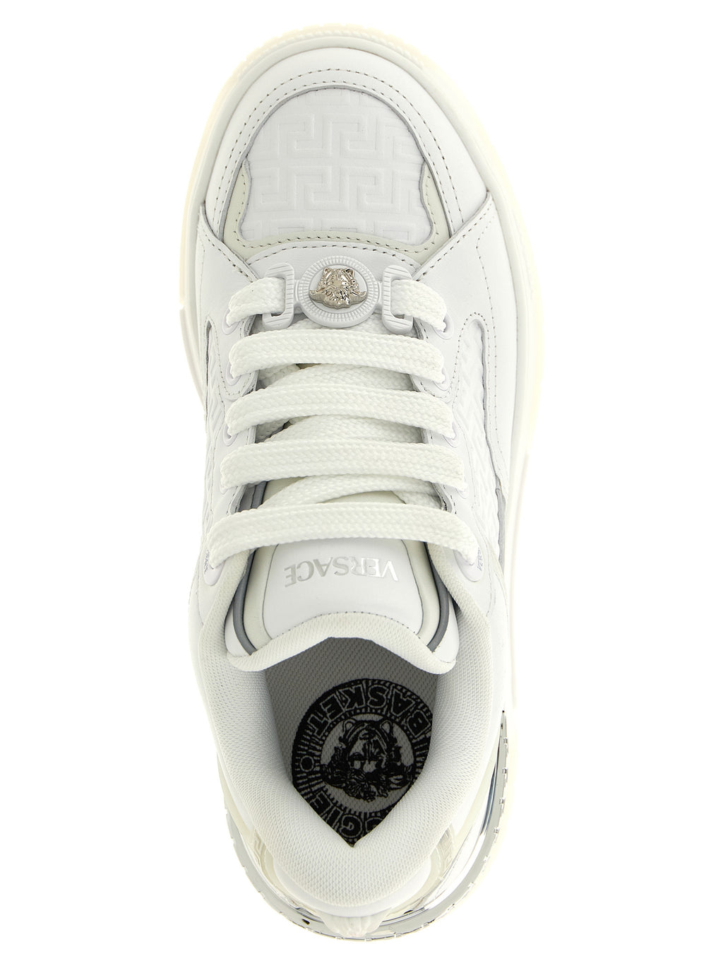 Versace White Calfskin Low Top Sneakers