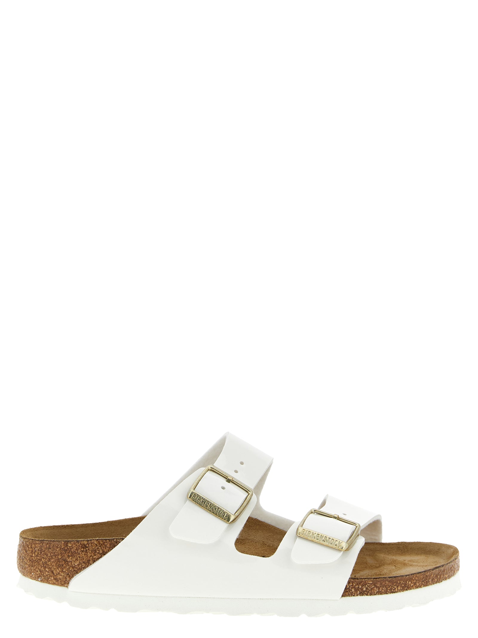 Birkenstock White Artificial Leather Slides