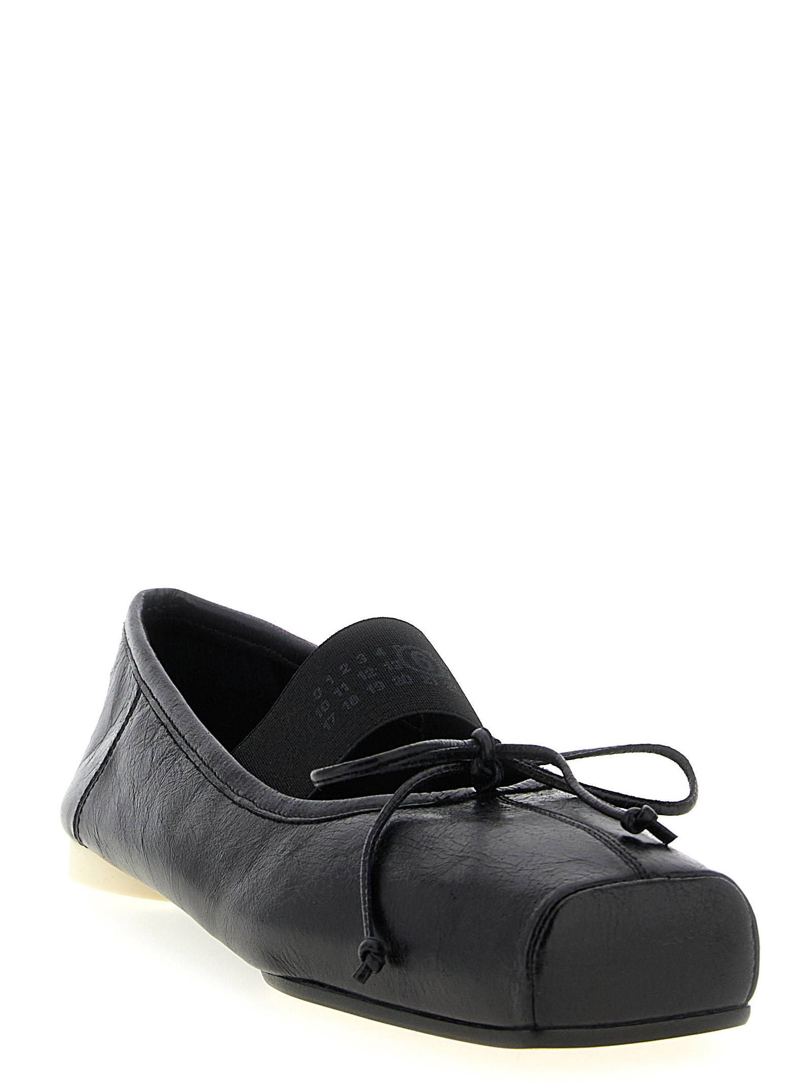 MM6 Maison Margiela Black Calfskin Ballet Flats