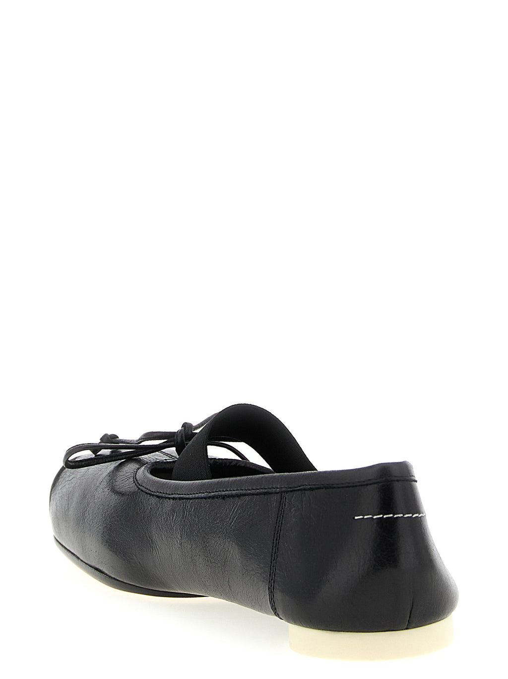 MM6 Maison Margiela Black Calfskin Ballet Flats