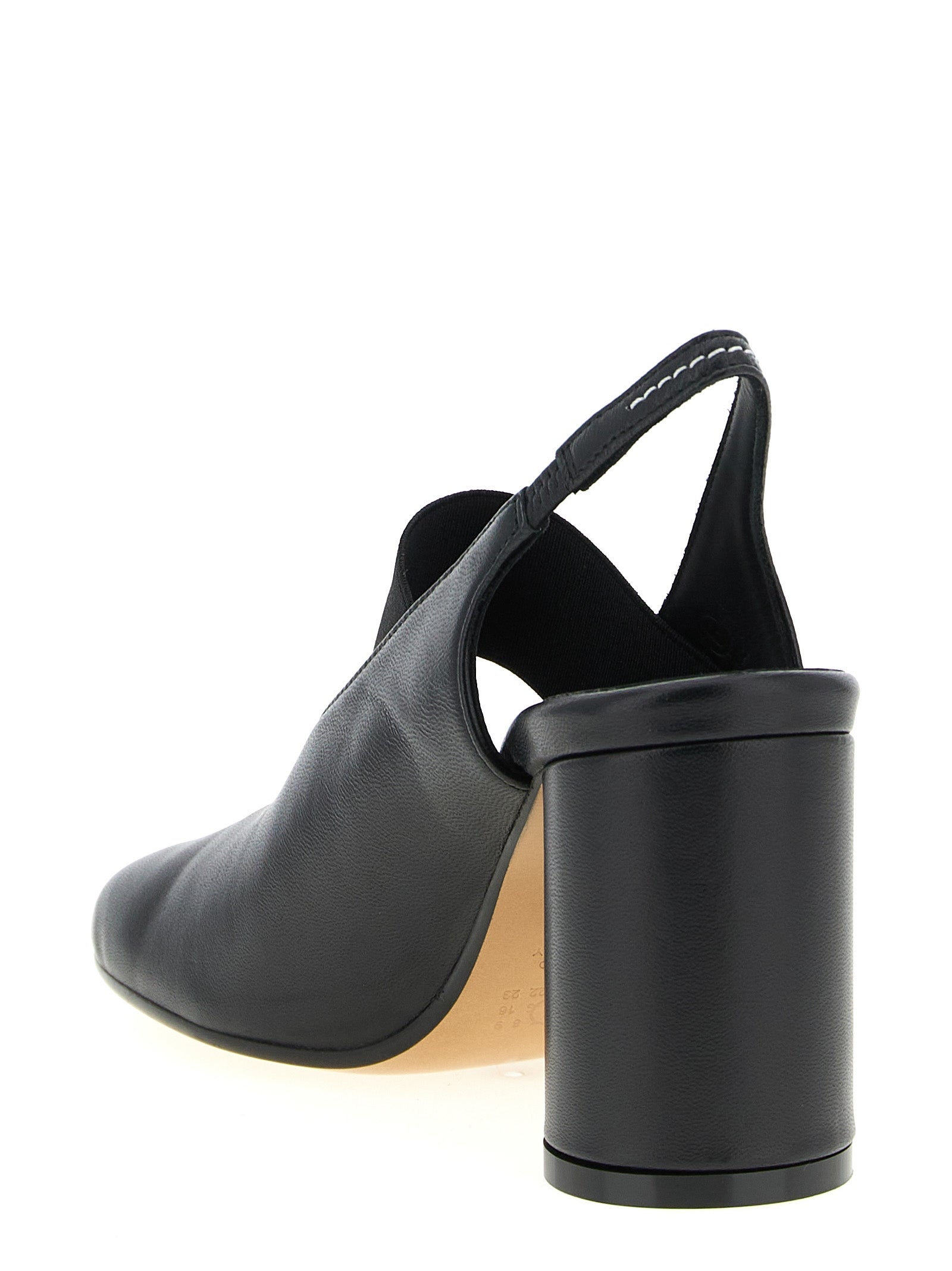 MM6 Maison Margiela Black Lamb Leather Mid Heel Pumps