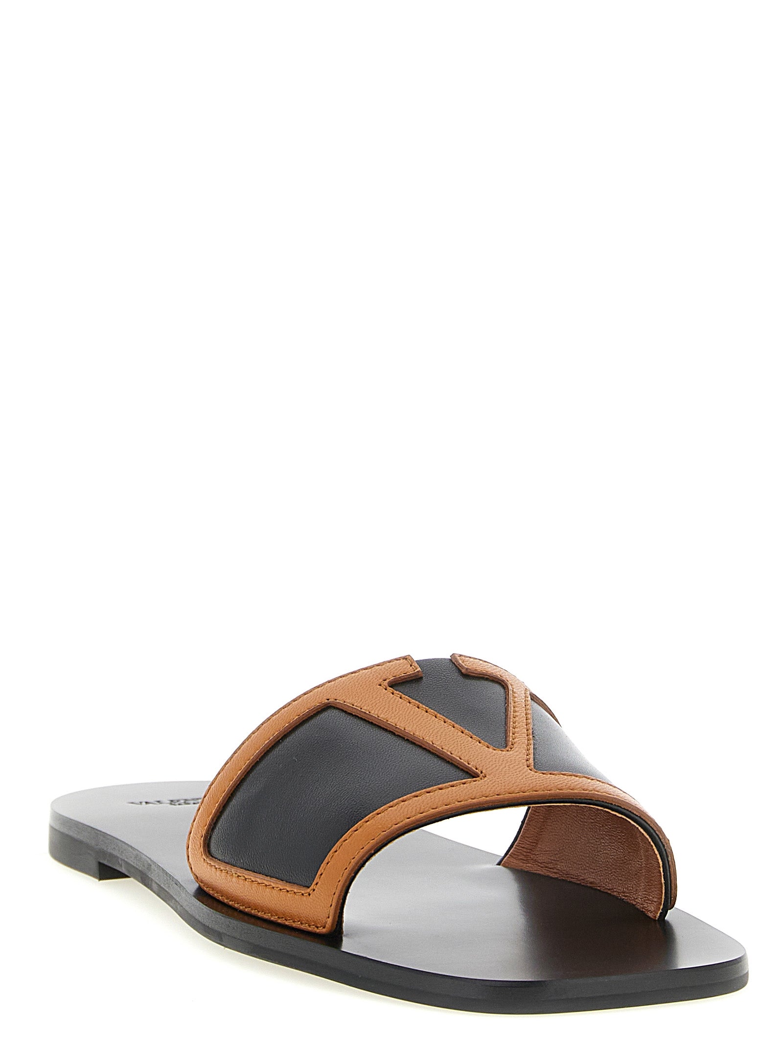 Valentino Garavani Brown Lamb Leather Slides