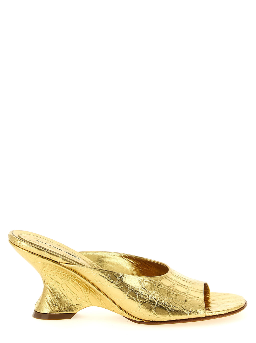 Dries Van Noten Gold Calfskin Wedge Sandals