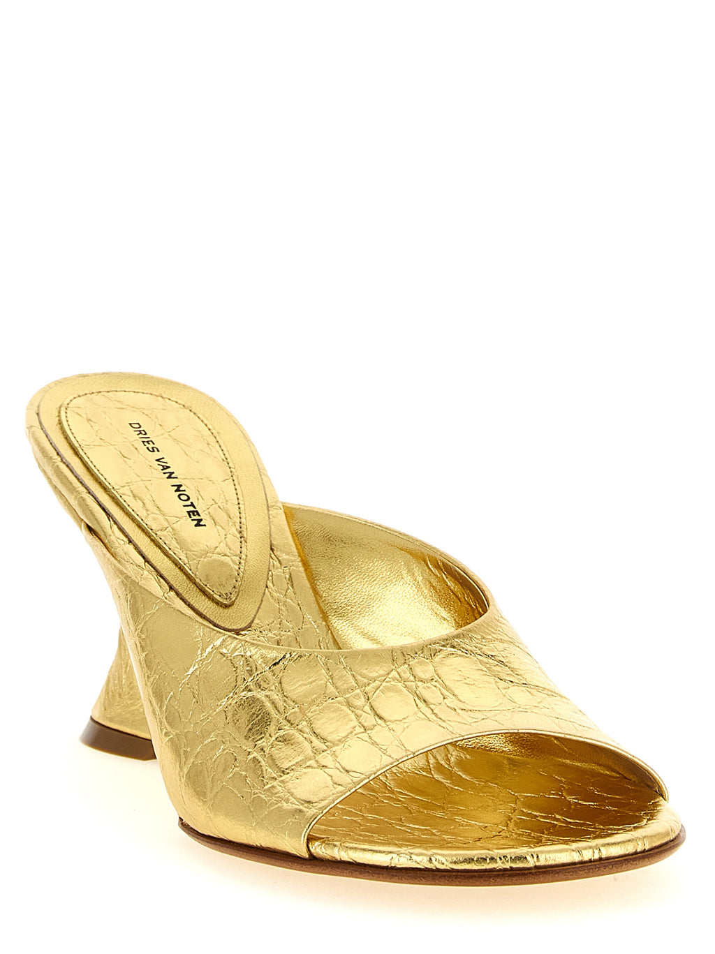 Dries Van Noten Gold Calfskin Wedge Sandals