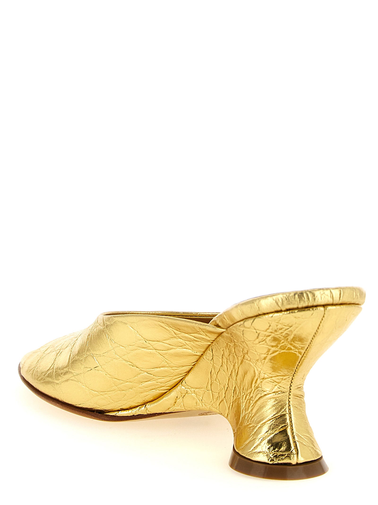 Dries Van Noten Gold Calfskin Wedge Sandals
