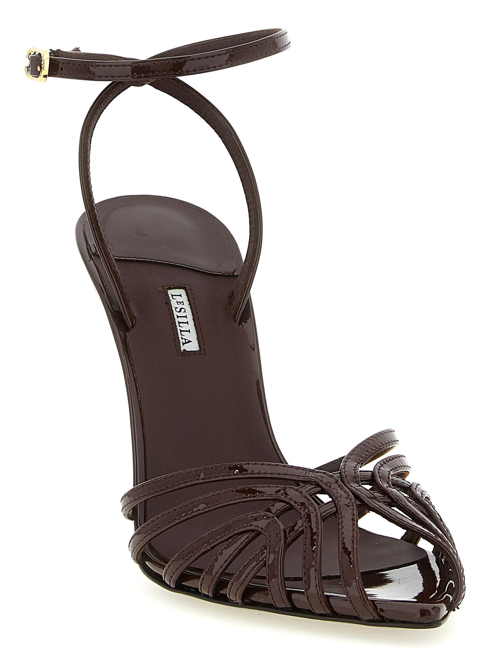 LE SILLA Brown Calfskin Stiletto Heel Sandals